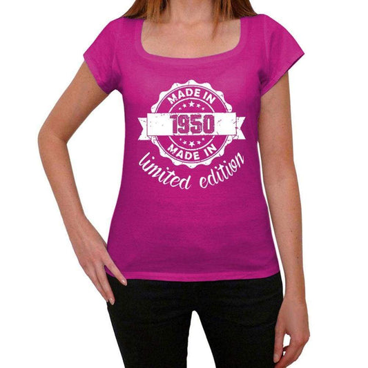 Made In 1950 Limited Edition Womens T-Shirt Pink Birthday Gift 00427 - Pink / Xs - Casual