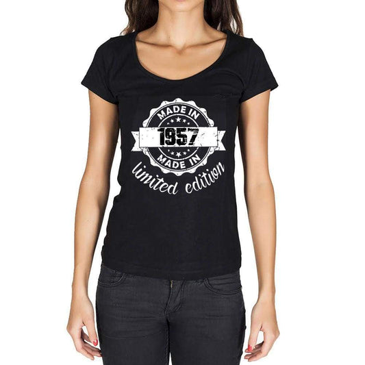 Made In 1957 Limited Edition Womens T-Shirt Black Birthday Gift 00426 - Black / Xs - Casual