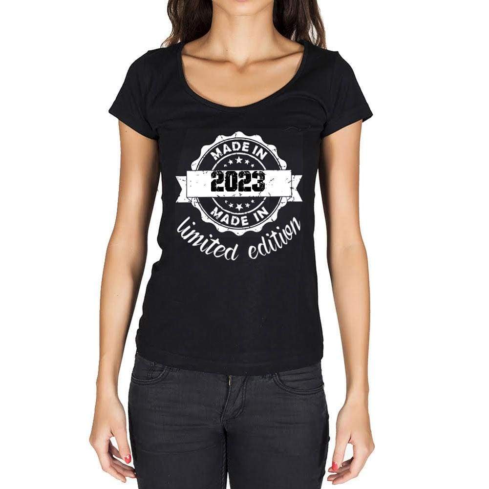 Made In 2023 Limited Edition Womens T-Shirt Black Birthday Gift 00426 - Black / Xs - Casual