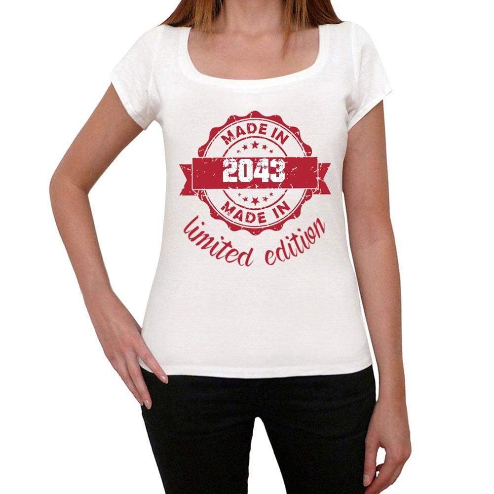 Made In 2043 Limited Edition Womens T-Shirt White Birthday Gift 00425 - White / Xs - Casual