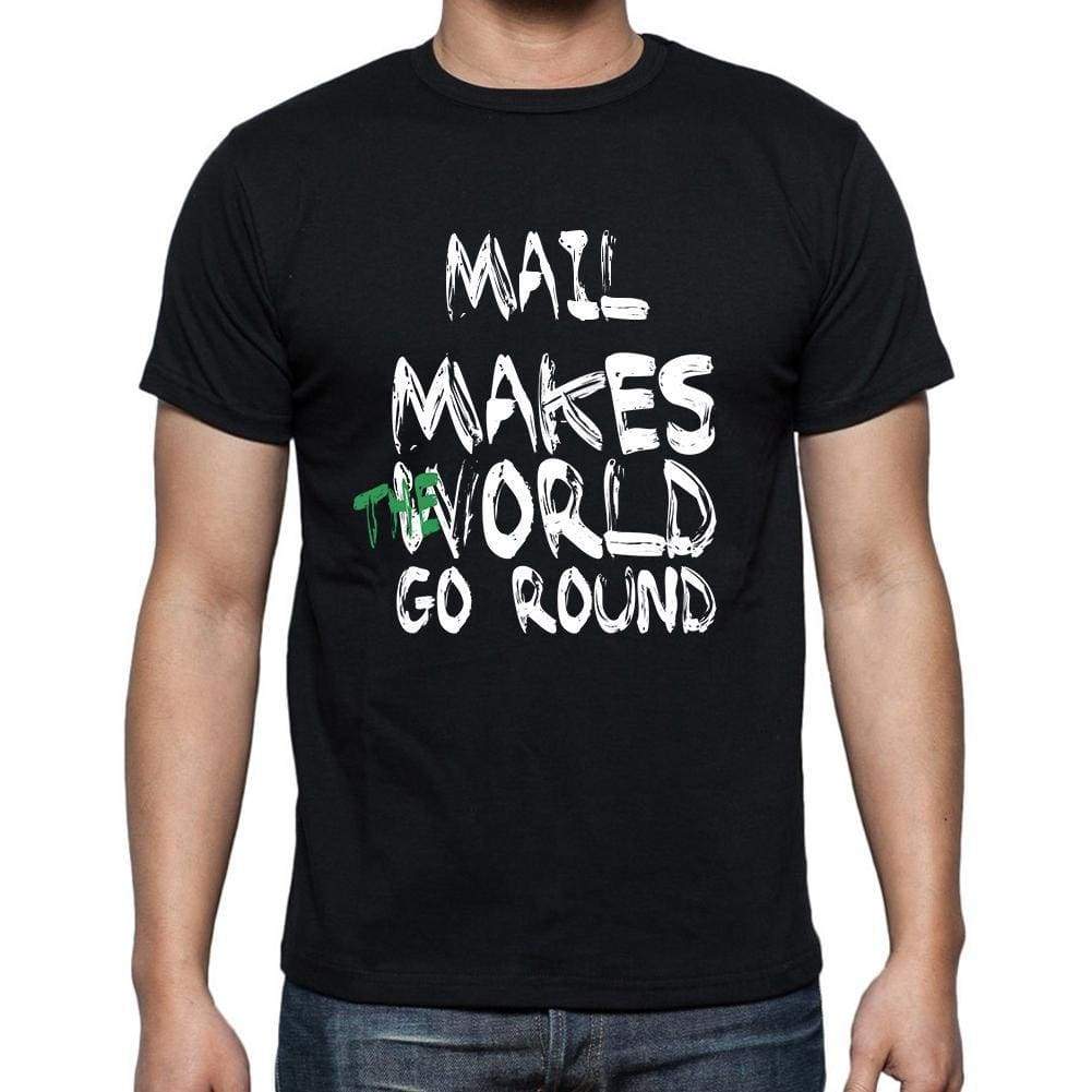 Mail World Goes Round Mens Short Sleeve Round Neck T-Shirt 00082 - Black / S - Casual