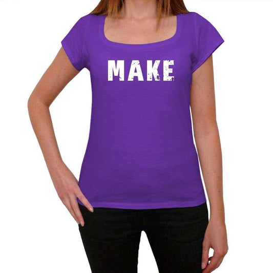 Make Purple Womens Short Sleeve Round Neck T-Shirt 00041 - Purple / Xs - Casual