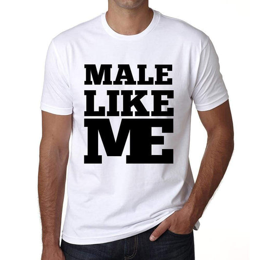 Male Like Me White Mens Short Sleeve Round Neck T-Shirt 00051 - White / S - Casual