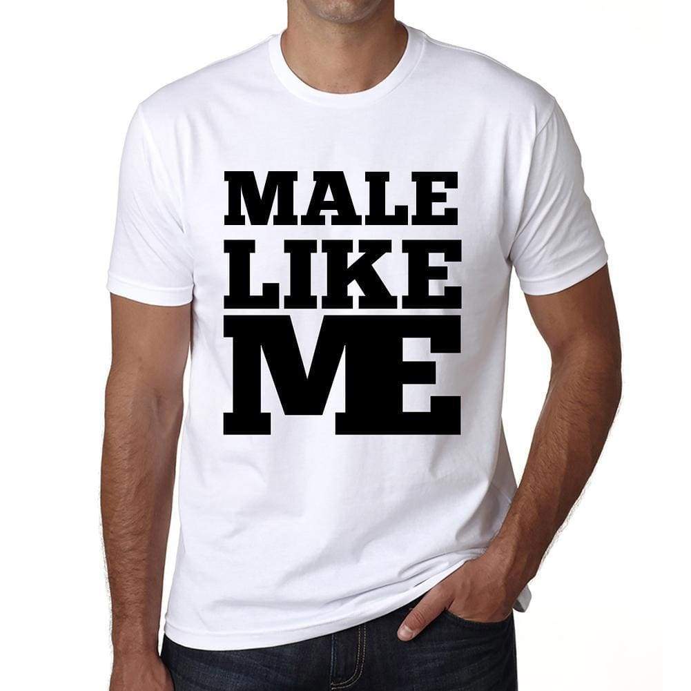 Male Like Me White Mens Short Sleeve Round Neck T-Shirt 00051 - White / S - Casual