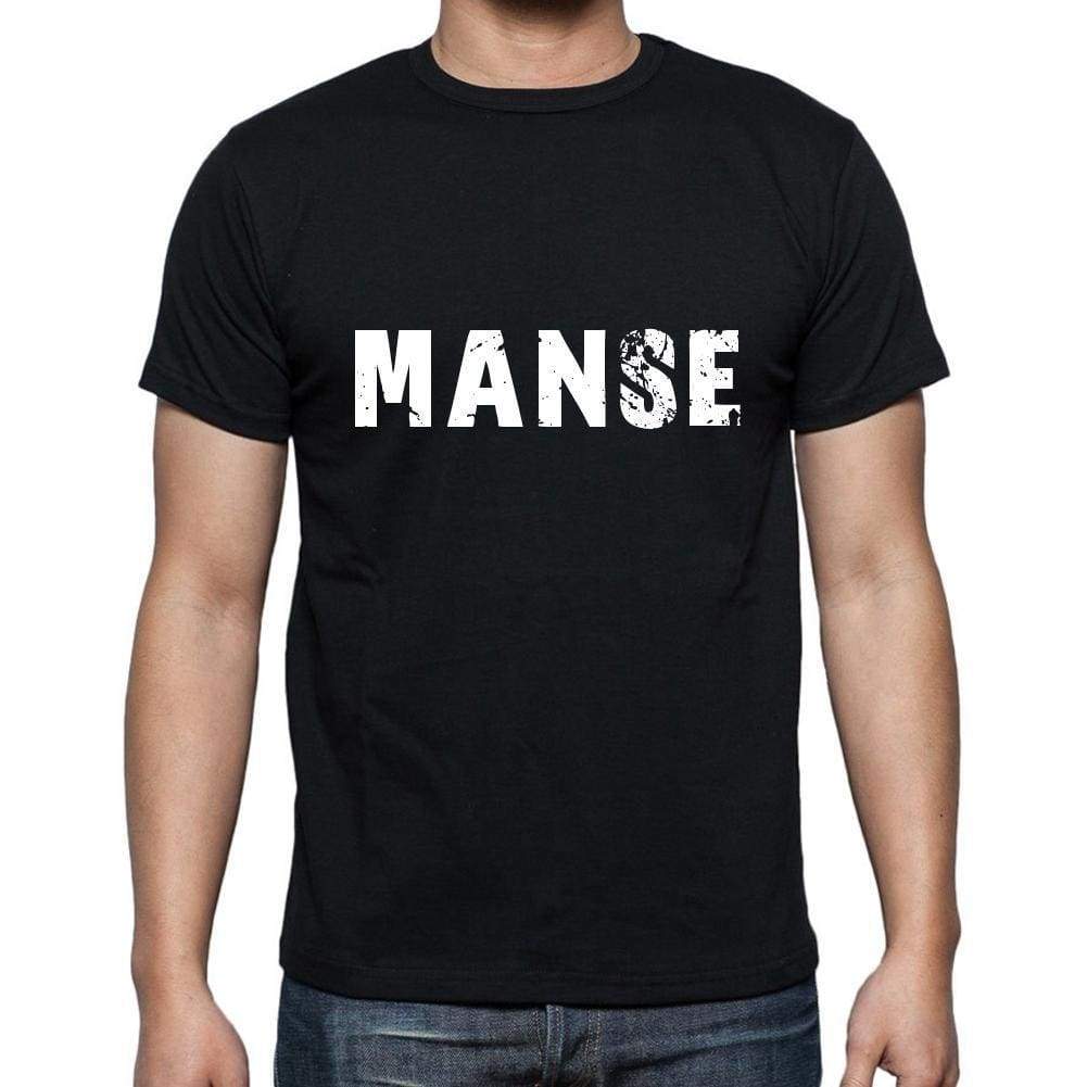 Manse Mens Short Sleeve Round Neck T-Shirt 5 Letters Black Word 00006 - Casual
