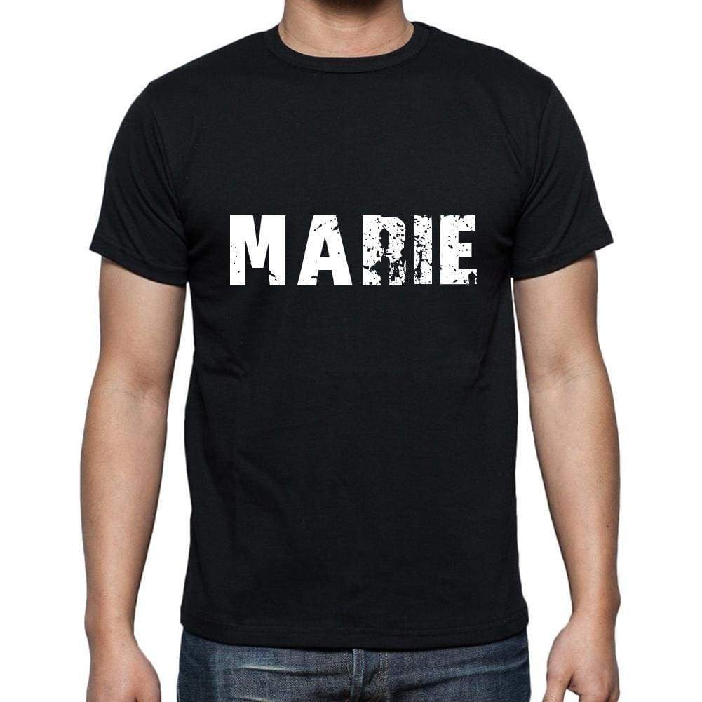 Marie Mens Short Sleeve Round Neck T-Shirt 5 Letters Black Word 00006 - Casual