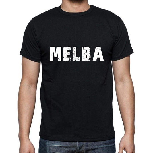 Melba Mens Short Sleeve Round Neck T-Shirt 5 Letters Black Word 00006 - Casual