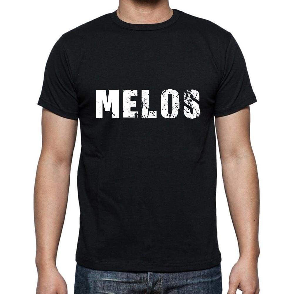 Melos Mens Short Sleeve Round Neck T-Shirt 5 Letters Black Word 00006 - Casual