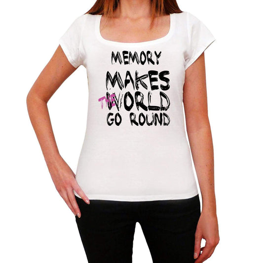 Memory World Goes Round Womens Short Sleeve Round White T-Shirt 00083 - White / Xs - Casual