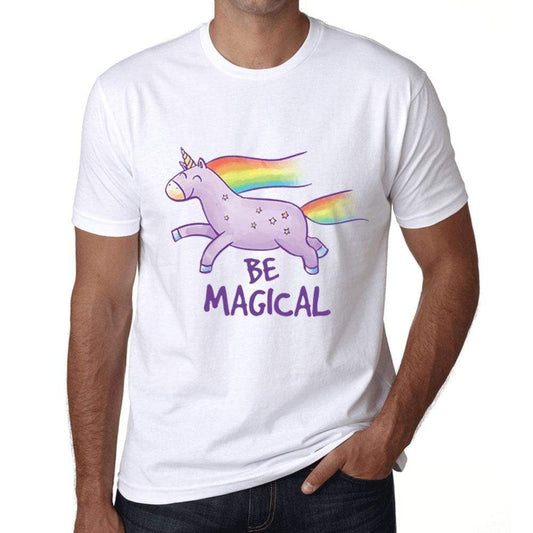 Mens Graphic T-Shirt Be Magical Unicorn White - White / XS / Cotton - T-Shirt