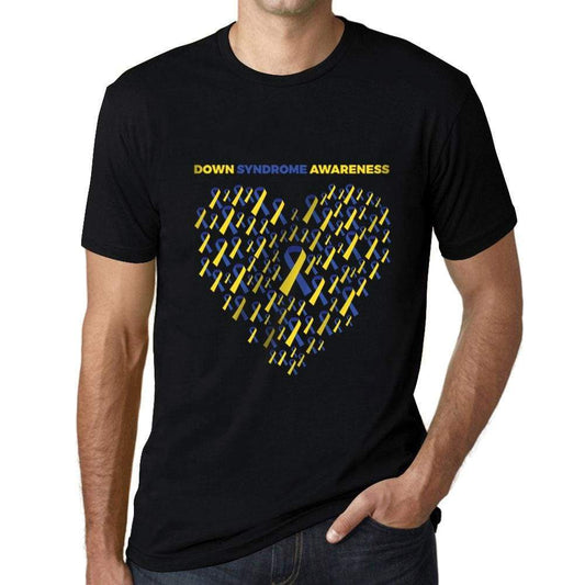 Mens Graphic T-Shirt Down Syndrome Heart Deep Black - Deep Black / Xs / Cotton - T-Shirt
