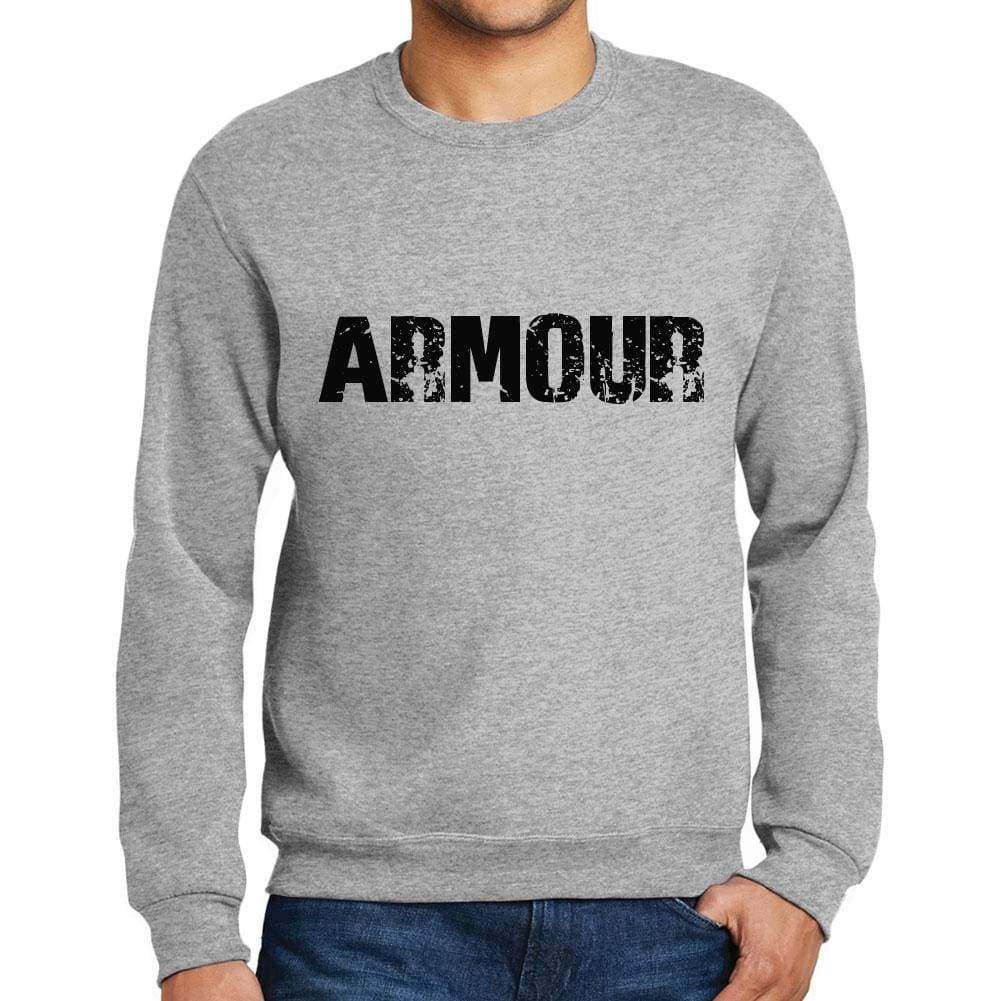 Mens Printed Graphic Sweatshirt Popular Words Armour Grey Marl - Grey Marl / Small / Cotton - Sweatshirts