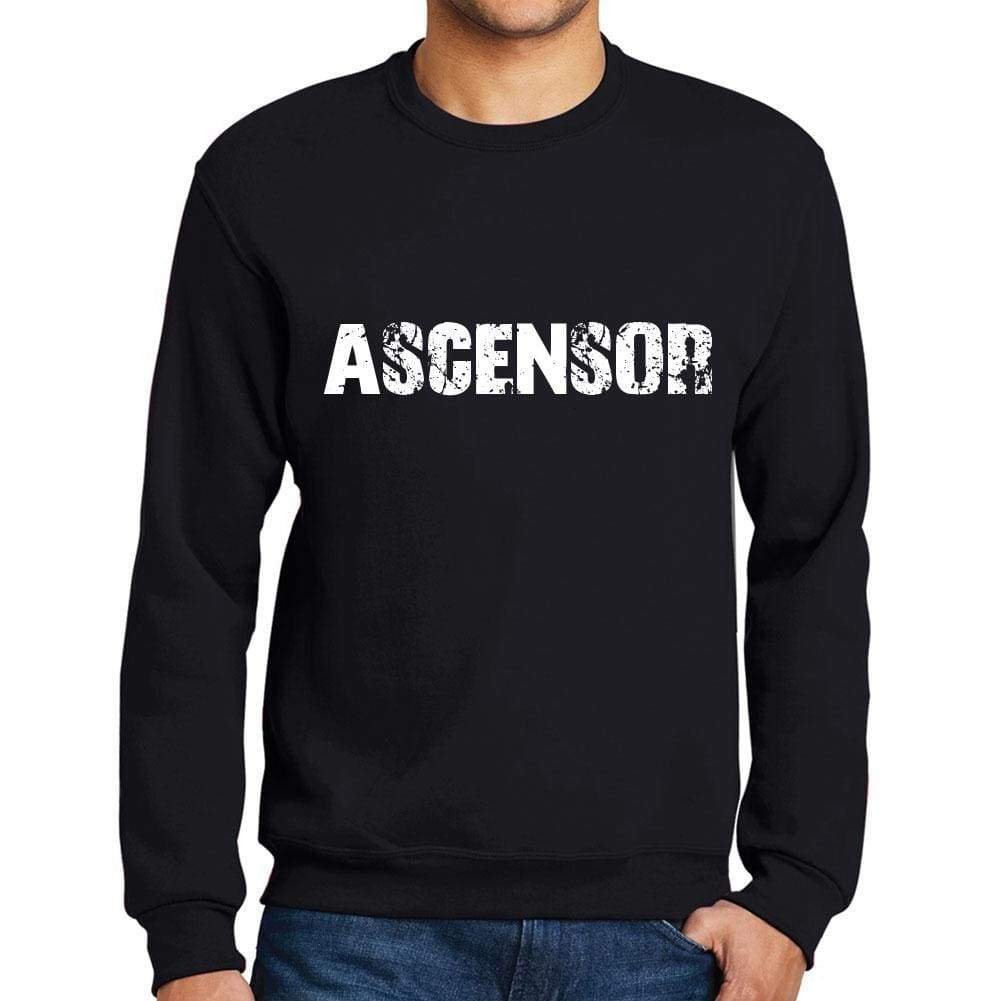 Mens Printed Graphic Sweatshirt Popular Words Ascensor Deep Black - Deep Black / Small / Cotton - Sweatshirts