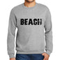 Mens Printed Graphic Sweatshirt Popular Words Beach Grey Marl - Grey Marl / Small / Cotton - Sweatshirts