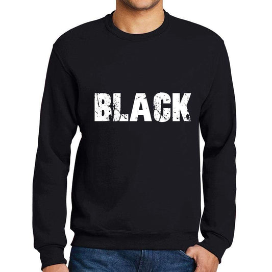 Mens Printed Graphic Sweatshirt Popular Words Black Deep Black - Deep Black / Small / Cotton - Sweatshirts