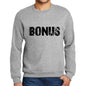 Mens Printed Graphic Sweatshirt Popular Words Bonus Grey Marl - Grey Marl / Small / Cotton - Sweatshirts