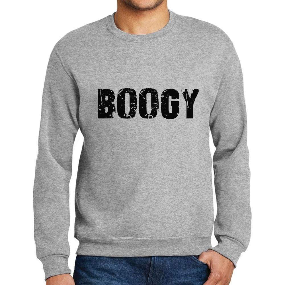 Mens Printed Graphic Sweatshirt Popular Words Boogy Grey Marl - Grey Marl / Small / Cotton - Sweatshirts