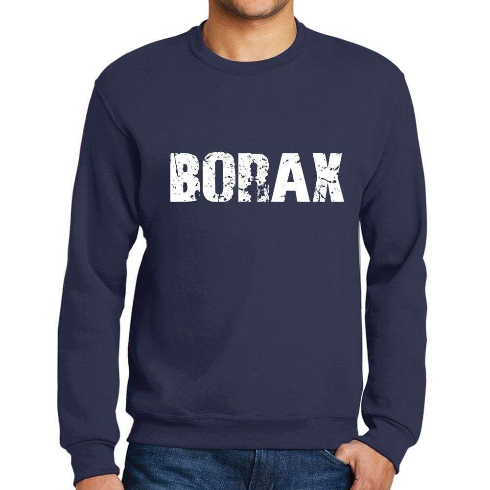 Mens Printed Graphic Sweatshirt Popular Words Borax French Navy - French Navy / Small / Cotton - Sweatshirts