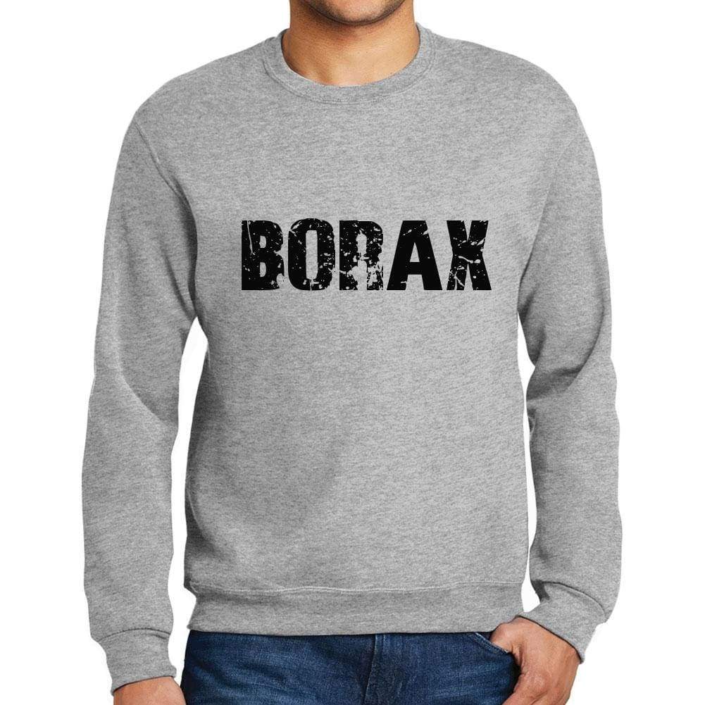 Mens Printed Graphic Sweatshirt Popular Words Borax Grey Marl - Grey Marl / Small / Cotton - Sweatshirts