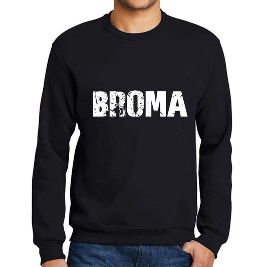 Mens Printed Graphic Sweatshirt Popular Words Broma Deep Black - Deep Black / Small / Cotton - Sweatshirts
