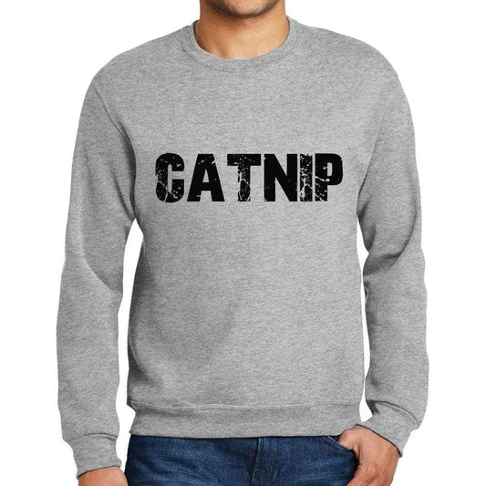 Mens Printed Graphic Sweatshirt Popular Words Catnip Grey Marl - Grey Marl / Small / Cotton - Sweatshirts