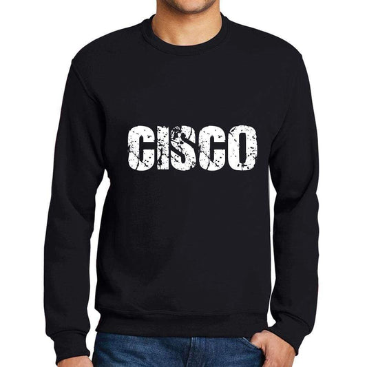 Mens Printed Graphic Sweatshirt Popular Words Cisco Deep Black - Deep Black / Small / Cotton - Sweatshirts