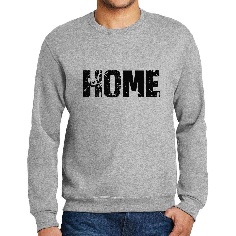 Mens Printed Graphic Sweatshirt Popular Words Home Grey Marl - Grey Marl / Small / Cotton - Sweatshirts