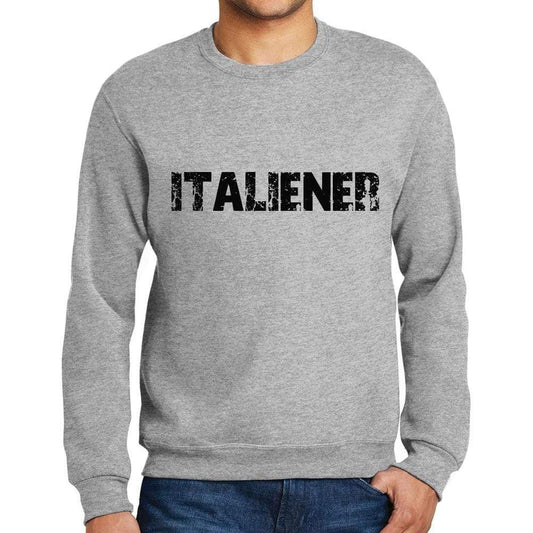Mens Printed Graphic Sweatshirt Popular Words Italiener Grey Marl - Grey Marl / Small / Cotton - Sweatshirts