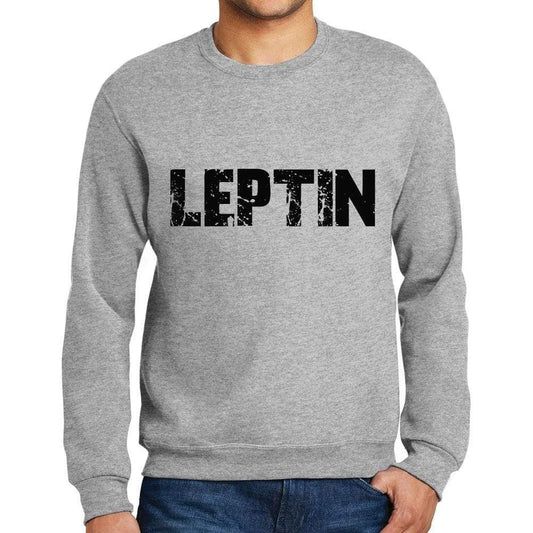 Mens Printed Graphic Sweatshirt Popular Words Leptin Grey Marl - Grey Marl / Small / Cotton - Sweatshirts