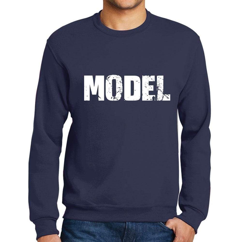 Mens Printed Graphic Sweatshirt Popular Words Model French Navy - French Navy / Small / Cotton - Sweatshirts
