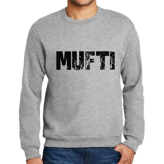 Mens Printed Graphic Sweatshirt Popular Words Mufti Grey Marl - Grey Marl / Small / Cotton - Sweatshirts