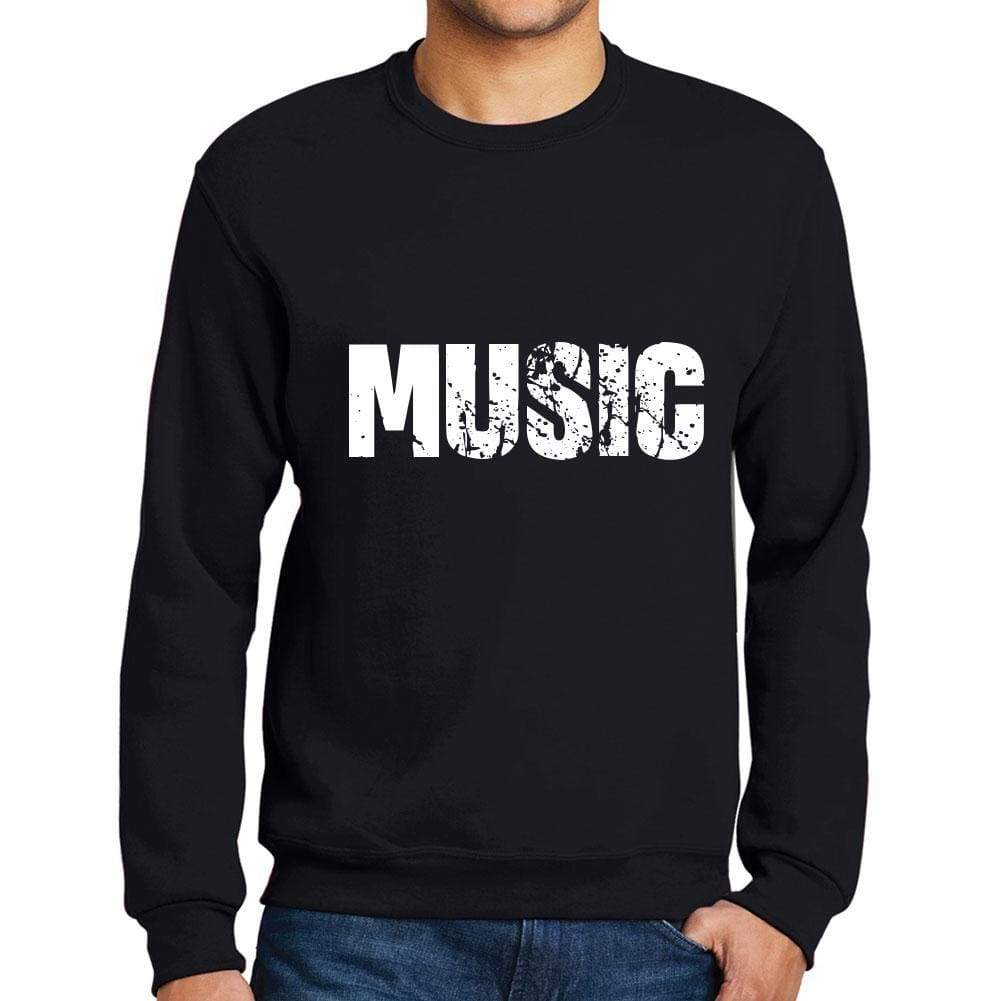 Mens Printed Graphic Sweatshirt Popular Words Music Deep Black - Deep Black / Small / Cotton - Sweatshirts