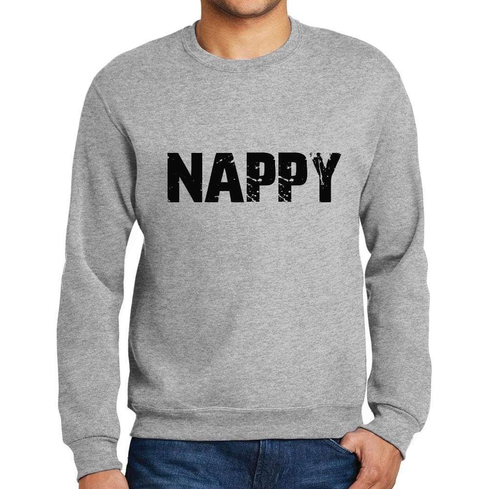 Mens Printed Graphic Sweatshirt Popular Words Nappy Grey Marl - Grey Marl / Small / Cotton - Sweatshirts