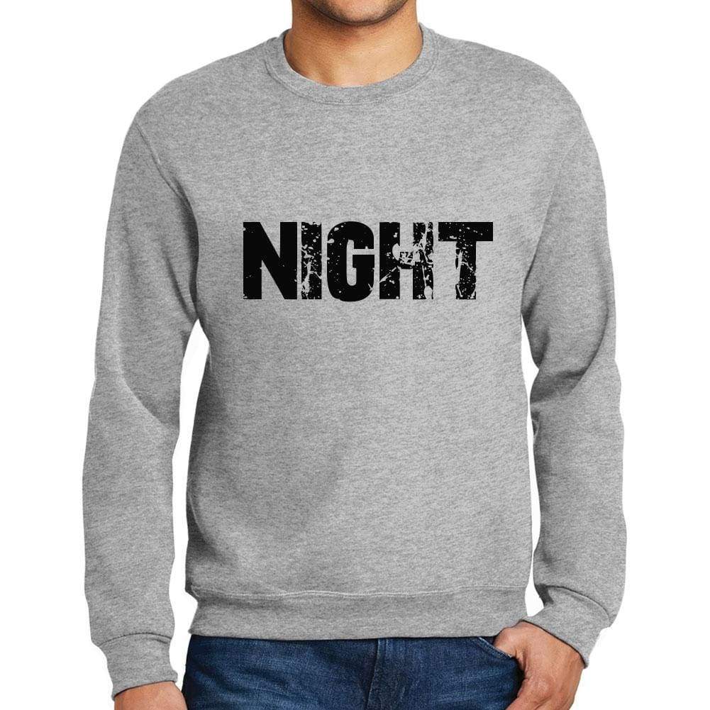 Mens Printed Graphic Sweatshirt Popular Words Night Grey Marl - Grey Marl / Small / Cotton - Sweatshirts