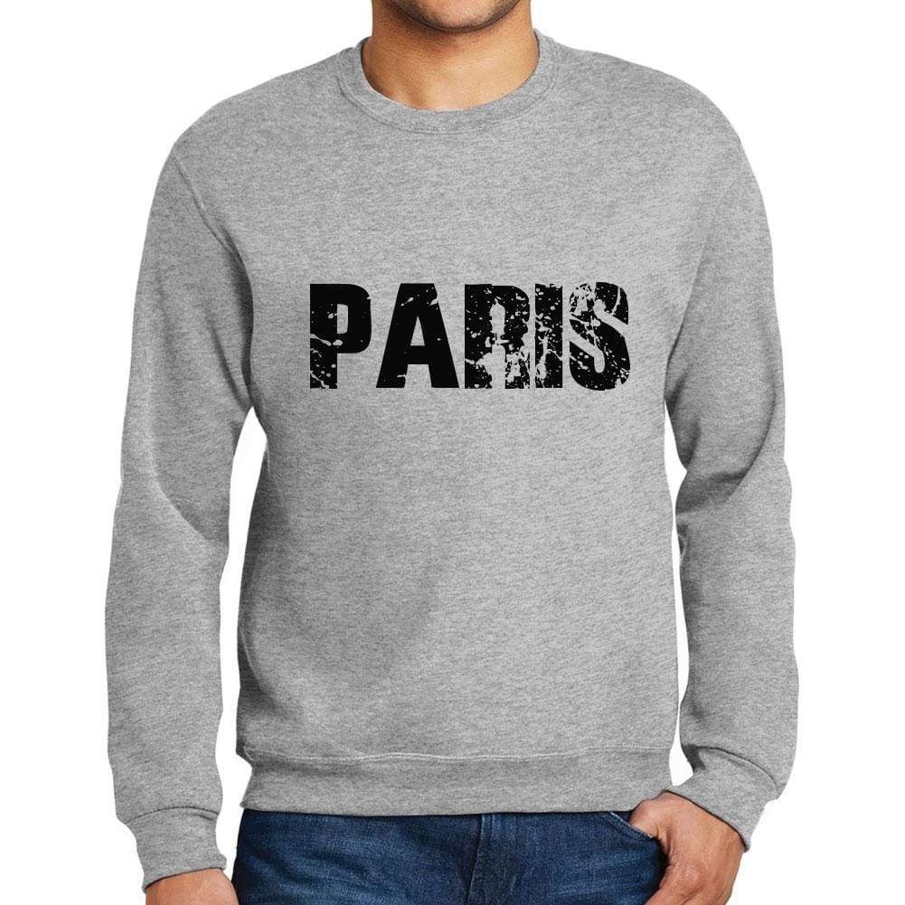 Mens Printed Graphic Sweatshirt Popular Words Paris Grey Marl - Grey Marl / Small / Cotton - Sweatshirts