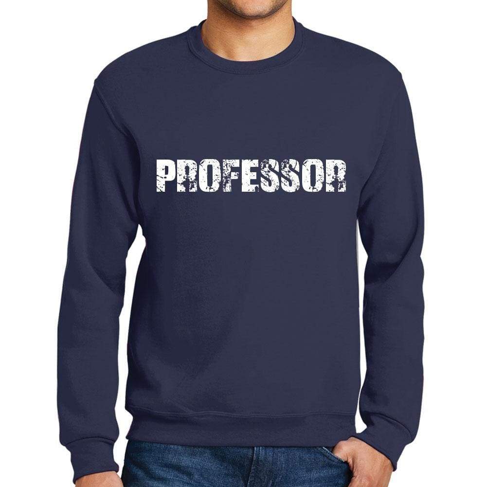 Mens Printed Graphic Sweatshirt Popular Words Professor French Navy - French Navy / Small / Cotton - Sweatshirts