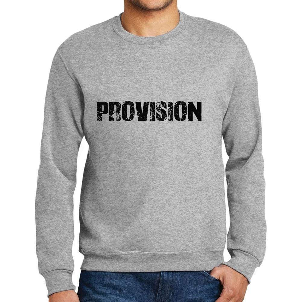 Mens Printed Graphic Sweatshirt Popular Words Provision Grey Marl - Grey Marl / Small / Cotton - Sweatshirts