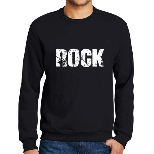 Mens Printed Graphic Sweatshirt Popular Words Rock Deep Black - Deep Black / Small / Cotton - Sweatshirts