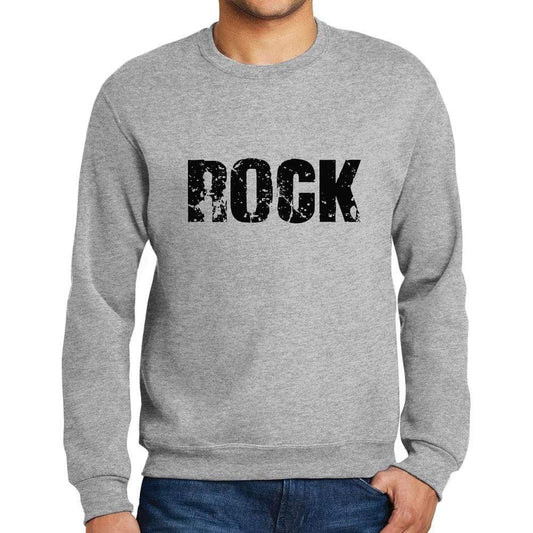 Mens Printed Graphic Sweatshirt Popular Words Rock Grey Marl - Grey Marl / Small / Cotton - Sweatshirts