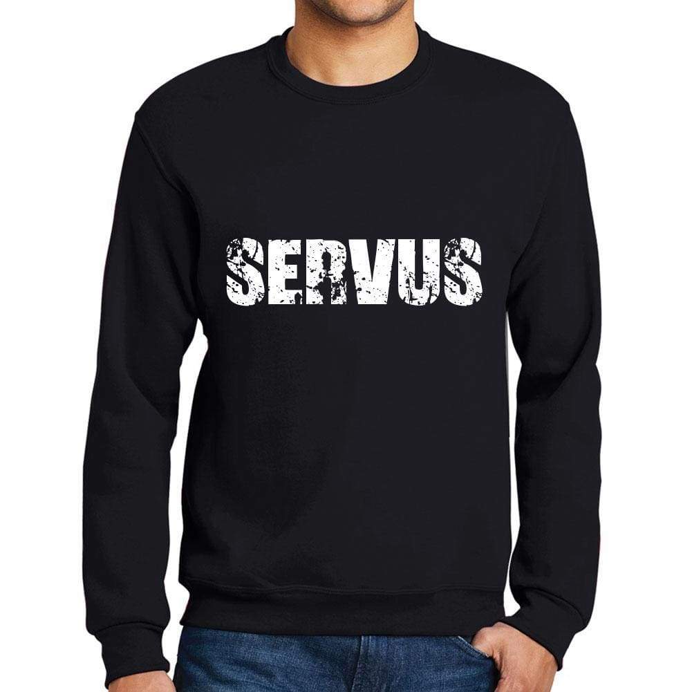 Mens Printed Graphic Sweatshirt Popular Words Servus Deep Black - Deep Black / Small / Cotton - Sweatshirts
