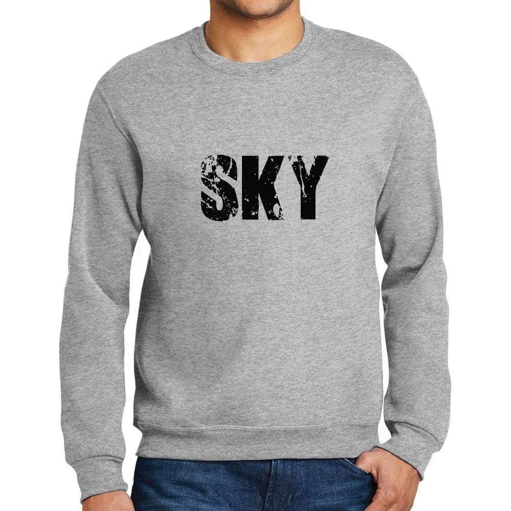 Mens Printed Graphic Sweatshirt Popular Words Sky Grey Marl - Grey Marl / Small / Cotton - Sweatshirts