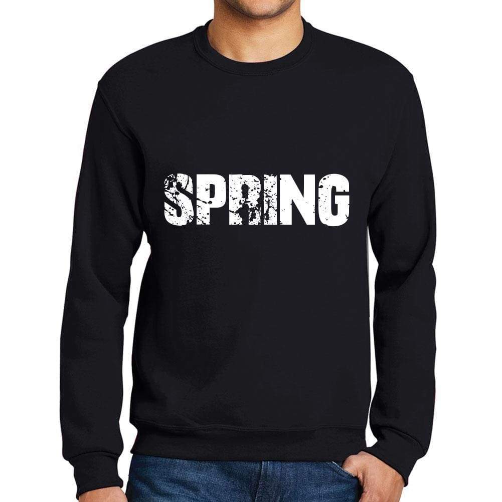Mens Printed Graphic Sweatshirt Popular Words Spring Deep Black - Deep Black / Small / Cotton - Sweatshirts