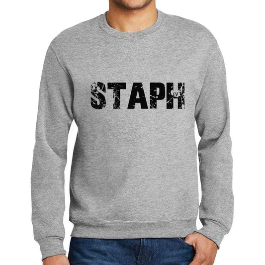 Mens Printed Graphic Sweatshirt Popular Words Staph Grey Marl - Grey Marl / Small / Cotton - Sweatshirts