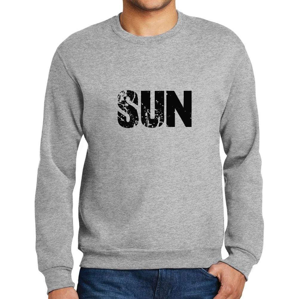 Mens Printed Graphic Sweatshirt Popular Words Sun Grey Marl - Grey Marl / Small / Cotton - Sweatshirts