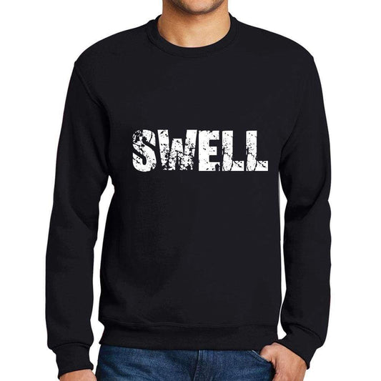 Mens Printed Graphic Sweatshirt Popular Words Swell Deep Black - Deep Black / Small / Cotton - Sweatshirts