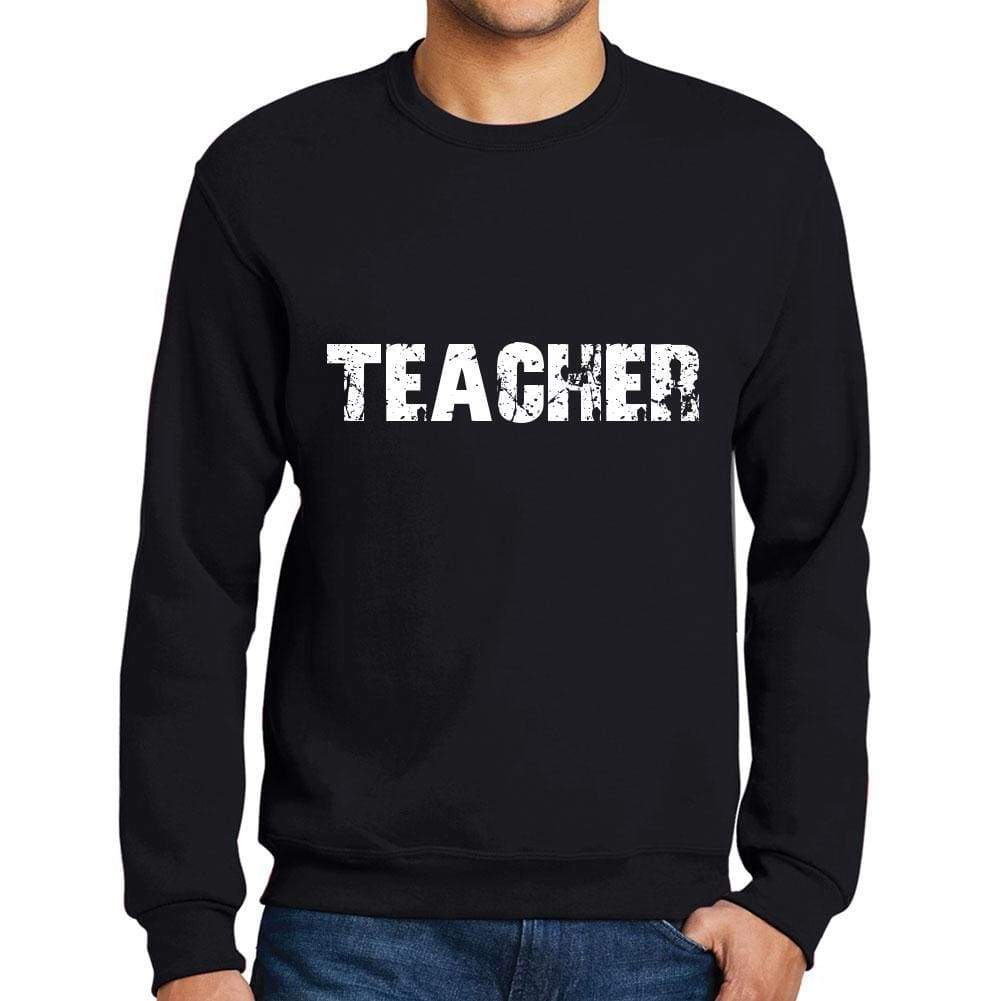 Mens Printed Graphic Sweatshirt Popular Words Teacher Deep Black - Deep Black / Small / Cotton - Sweatshirts