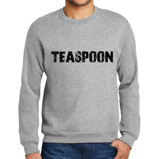Mens Printed Graphic Sweatshirt Popular Words Teaspoon Grey Marl - Grey Marl / Small / Cotton - Sweatshirts
