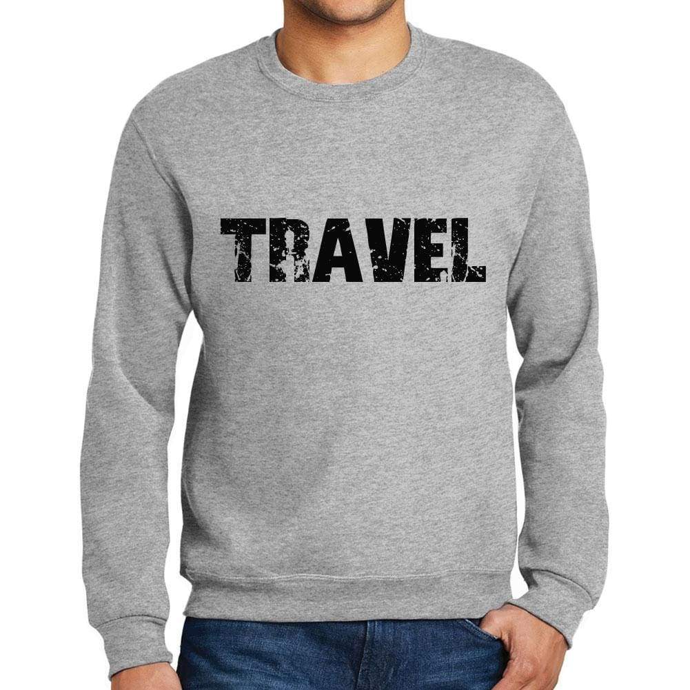 Men’s <span>Printed</span> <span>Graphic</span> Sweatshirt Popular Words TRAVEL Grey Marl - ULTRABASIC