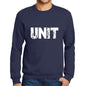 Mens Printed Graphic Sweatshirt Popular Words Unit French Navy - French Navy / Small / Cotton - Sweatshirts