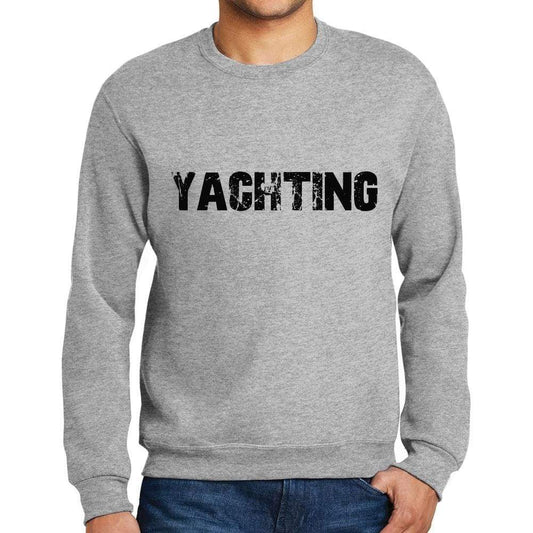 Mens Printed Graphic Sweatshirt Popular Words Yachting Grey Marl - Grey Marl / Small / Cotton - Sweatshirts